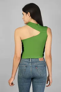 Label NYC Apparel One Shoulder Cropped Top Women One Shoulder Grecian Neck Design Ribbed Cropped Top | Top for Women | Top for Girl | Women Casual Top (Pack of One)-thumb3