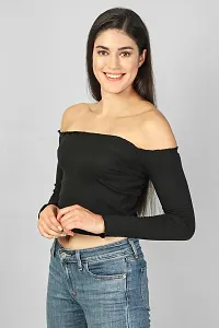 Label NYC Apparel Off Shoulder Ribbed Cropped Top | Top for Women | Top for Girl | Women Casual Top (Pack of One)-thumb2