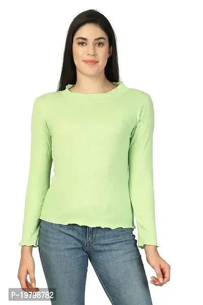 Label NYC Apparel Full Sleeve Turtle Neck Women Ribbed Casual TOP | Top for Women | Top for Girl | Women Casual Top (Pack of One)-thumb0
