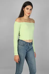 Label NYC Apparel Off Shoulder Ribbed Cropped Top | Top for Women | Top for Girl | Women Casual Top (Pack of One)-thumb1