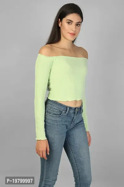 Label NYC Apparel Off Shoulder Ribbed Cropped Top | Top for Women | Top for Girl | Women Casual Top (Pack of One)-thumb2