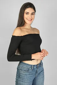 Label NYC Apparel Off Shoulder Ribbed Cropped Top | Top for Women | Top for Girl | Women Casual Top (Pack of One)-thumb1