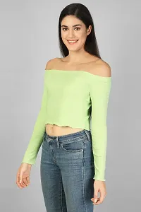 Label NYC Apparel Off Shoulder Ribbed Cropped Top | Top for Women | Top for Girl | Women Casual Top (Pack of One)-thumb2