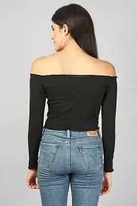 Label NYC Apparel Off Shoulder Ribbed Cropped Top | Top for Women | Top for Girl | Women Casual Top (Pack of One)-thumb3