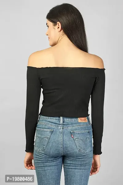 Label NYC Apparel Off Shoulder Ribbed Cropped Top | Top for Women | Top for Girl | Women Casual Top (Pack of One)-thumb4