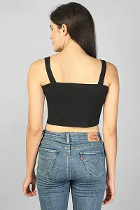 Label NYC Apparel Women's Strappy Rib Cropped TOP Top for Women | Top for Girl | Women Casual Top | Strappy Women Casual Top | Women Round Neck Strappy Top (Pack of One)-thumb3