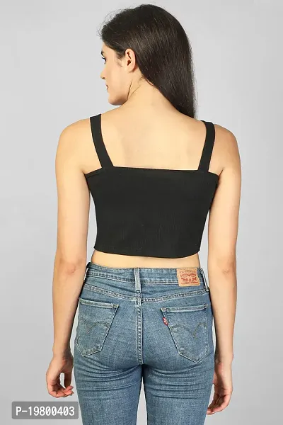 Label NYC Apparel Women's Strappy Rib Cropped TOP Top for Women | Top for Girl | Women Casual Top | Strappy Women Casual Top | Women Round Neck Strappy Top (Pack of One)-thumb4