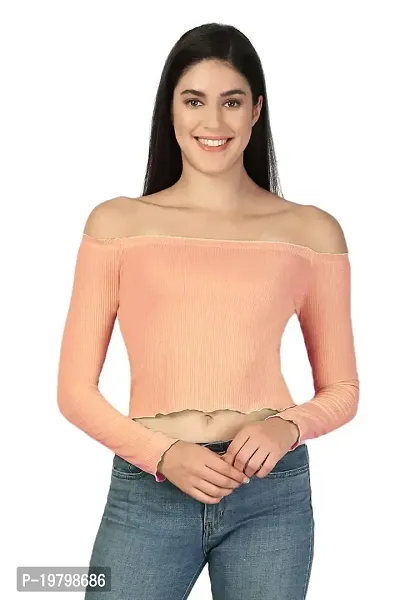 Label NYC Apparel Off Shoulder Ribbed Cropped Top | Top for Women | Top for Girl | Women Casual Top (Pack of One)