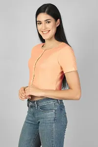 Label NYC Apparel Women's Casual Round Neck Front Button Rib Cropped Top Top for Women | Top for Girl | Women Casual Top (Pack of One) (Pack of 1)-thumb2