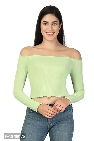 Label NYC Apparel Off-Shoulder?Ribbed Crop Top Top for Women | Top for Girl | Women Casual Top (Pack of One)-thumb0