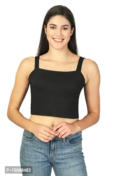 Label NYC Apparel Women's Strappy Rib Cropped TOP Top for Women | Top for Girl | Women Casual Top | Strappy Women Casual Top | Women Round Neck Strappy Top (Pack of One)-thumb0