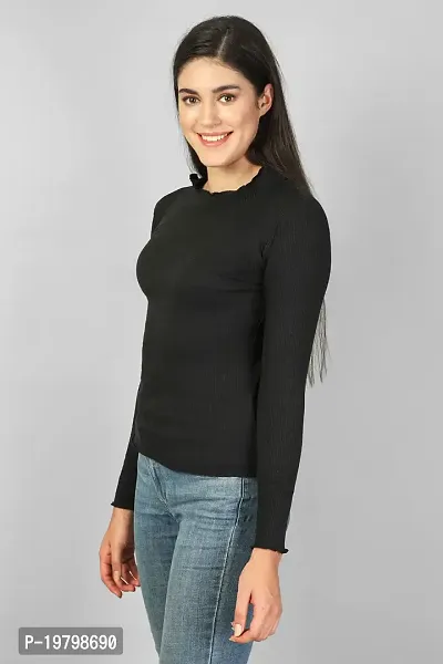 Label NYC Apparel Full Sleeve Turtle Neck Women Ribbed Casual TOP | Top for Women | Top for Girl | Women Casual Top (Pack of One)-thumb3