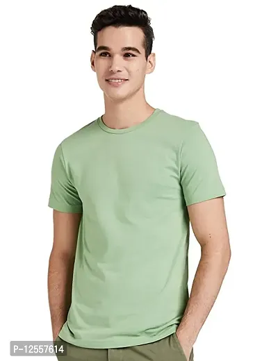 Reliable Green Cotton Solid Round Neck Tees For Men-thumb0