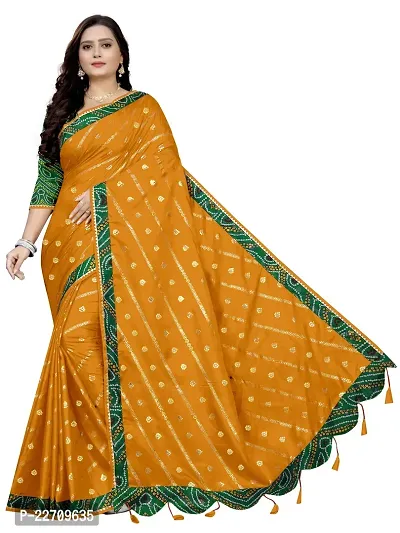 Stylish Art Silk Yellow Saree with Blouse piece For Women-thumb0