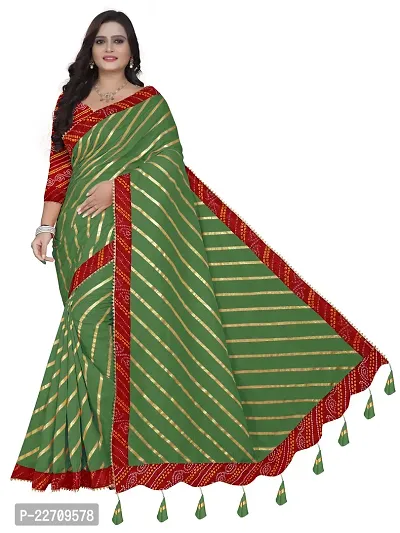 Stylish Art Silk Dark Green Saree with Blouse piece For Women-thumb0