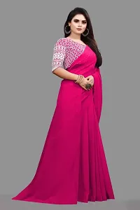 Stylish Georgette Pink Saree with Blouse piece For Women-thumb2