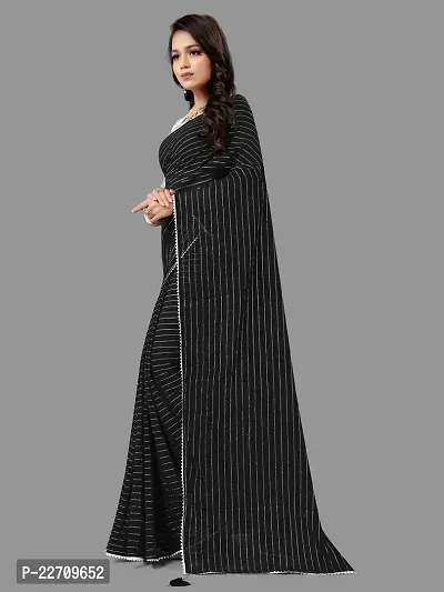 Stylish Georgette Black Saree with Blouse piece For Women-thumb3