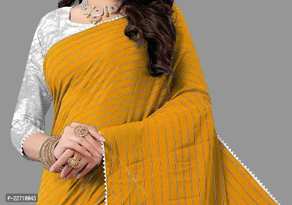 Stylish Georgette Yellow Saree with Blouse piece For Women-thumb0