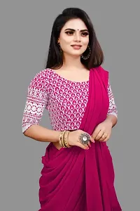 Stylish Georgette Pink Saree with Blouse piece For Women-thumb1