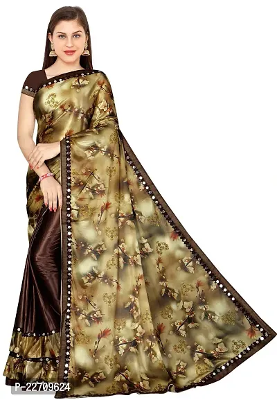 Stylish Lycra Beige Saree with Blouse piece For Women