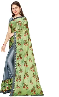 Stylish Lycra Light Green Saree with Blouse piece For Women-thumb1