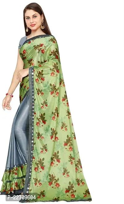 Stylish Lycra Light Green Saree with Blouse piece For Women-thumb2