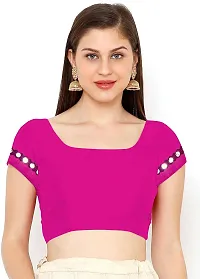 Stylish Lycra Pink Saree with Blouse piece For Women-thumb1