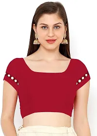 Stylish Lycra Red Saree with Blouse piece For Women-thumb1