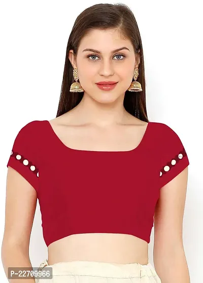 Stylish Lycra Red Saree with Blouse piece For Women-thumb2