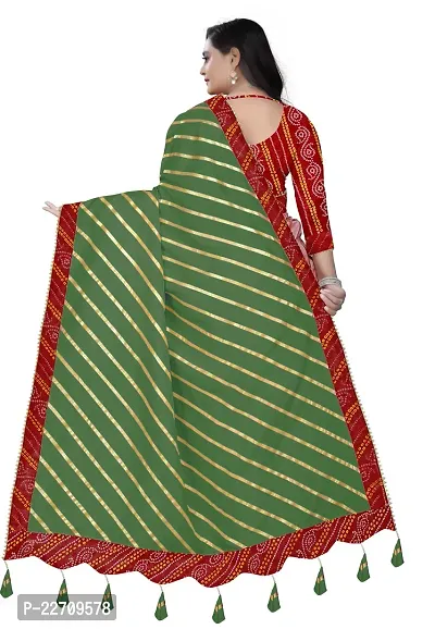 Stylish Art Silk Dark Green Saree with Blouse piece For Women-thumb2