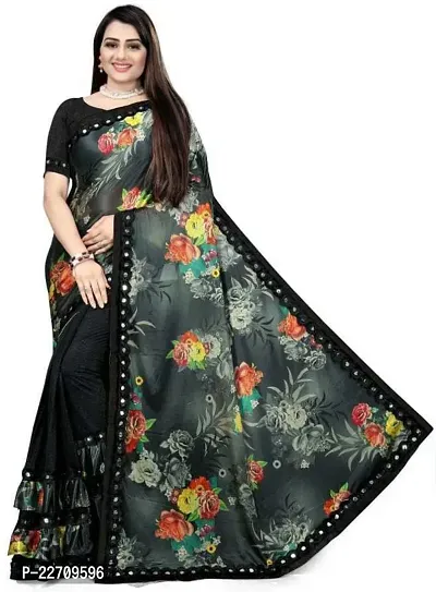Stylish Art Silk Black Saree with Blouse piece For Women-thumb0
