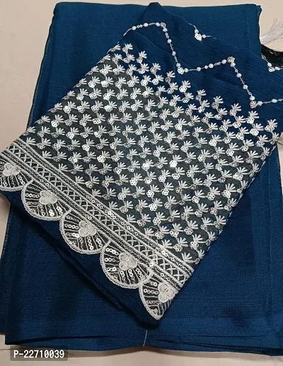 Stylish Chiffon Blue Saree with Blouse piece For Women