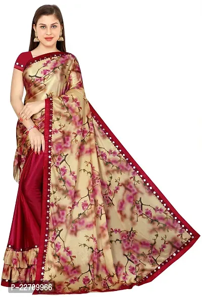 Stylish Lycra Red Saree with Blouse piece For Women