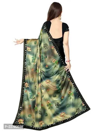 Stylish Lycra Black Saree with Blouse piece For Women-thumb3