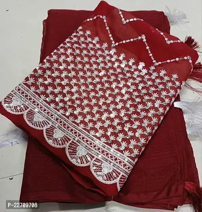 Stylish Chiffon Maroon Saree with Blouse piece For Women