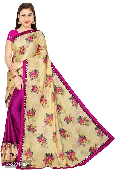 Stylish Lycra Pink Saree with Blouse piece For Women