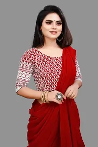 Stylish Georgette Maroon Saree with Blouse piece For Women-thumb1