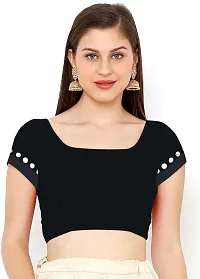 Stylish Lycra Black Saree with Blouse piece For Women-thumb1