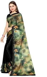 Stylish Lycra Black Saree with Blouse piece For Women-thumb1