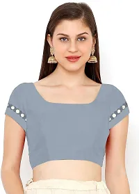 Stylish Lycra Grey Saree with Blouse piece For Women-thumb1