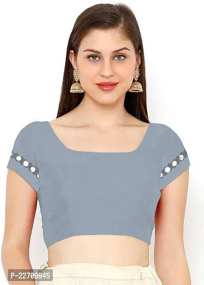 Stylish Lycra Grey Saree with Blouse piece For Women-thumb2