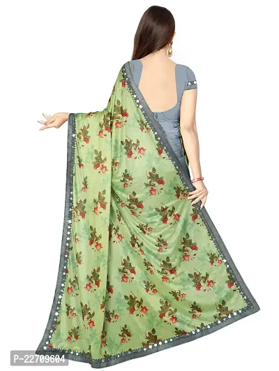 Stylish Lycra Light Green Saree with Blouse piece For Women-thumb3