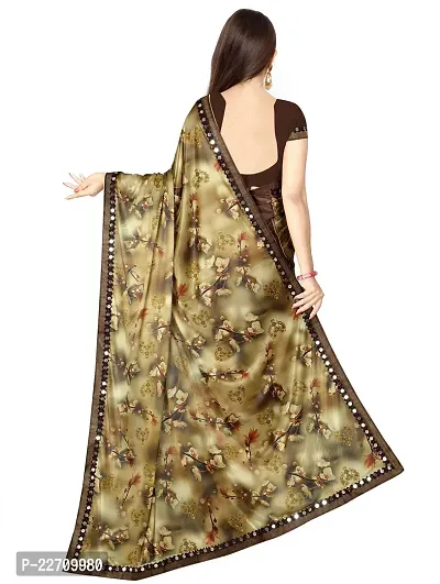 Stylish Lycra Brown Saree with Blouse piece For Women-thumb3