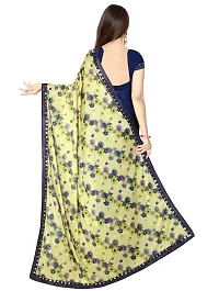 Stylish Lycra Blue Saree with Blouse piece For Women-thumb2