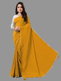 Stylish Georgette Yellow Saree with Blouse piece For Women-thumb1