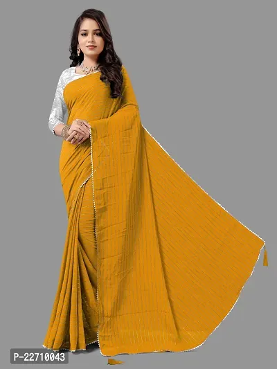Stylish Georgette Yellow Saree with Blouse piece For Women-thumb2