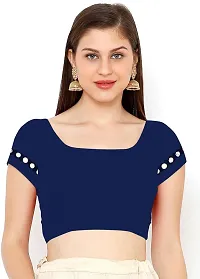 Stylish Lycra Blue Saree with Blouse piece For Women-thumb1