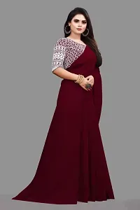 Stylish Georgette Maroon Saree with Blouse piece For Women-thumb2