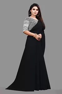 Stylish Georgette Black Saree with Blouse piece For Women-thumb2