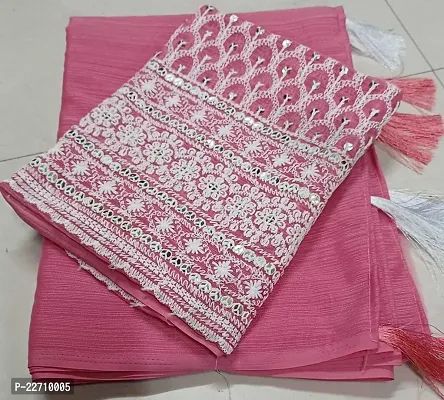Stylish Georgette Pink Saree with Blouse piece For Women